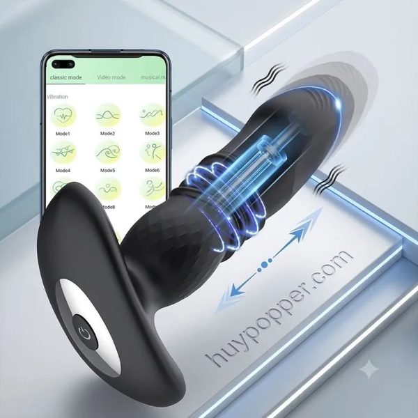 Máy kích thích tuyến tiền liệt Florita kết nối App – Silicone đen không bám mùi