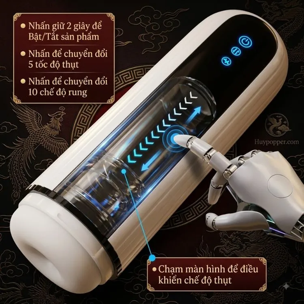Máy Matxa Dương Vật Tự Động Iris | Phím Bấm Cảm Ứng Mượt Mà 5 Tốc Độ Thụt 10 Chế Độ Rung