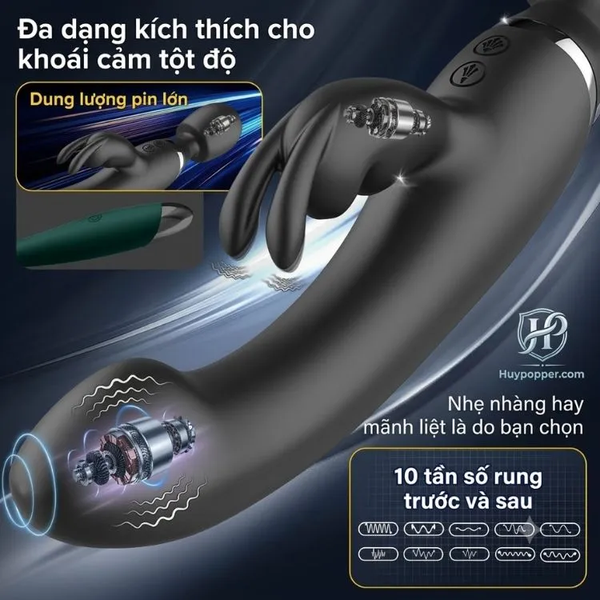 Gậy Rung Tình Yêu Enos Đầu Massage Siêu Mạnh Kèm Nhánh Thỏ Rung