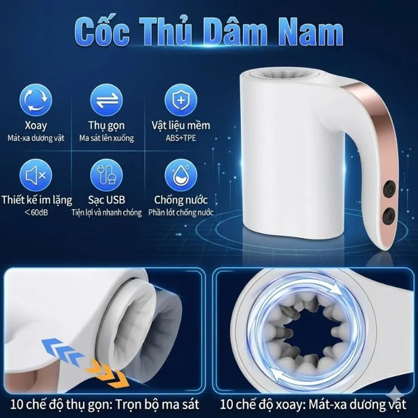 Máy thủ dâm tự động Turbo Sucker Huypopper – Thiết kế rỗng 2 đầu cao cấp