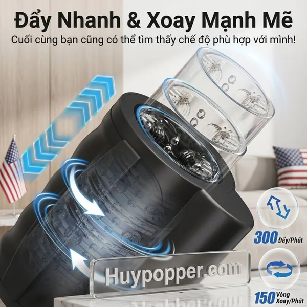 Máy Thủ Dâm Thông 2 Đầu Infernus | Xoay Thụt Tự Động Lực Mạnh, Dễ Vệ Sinh