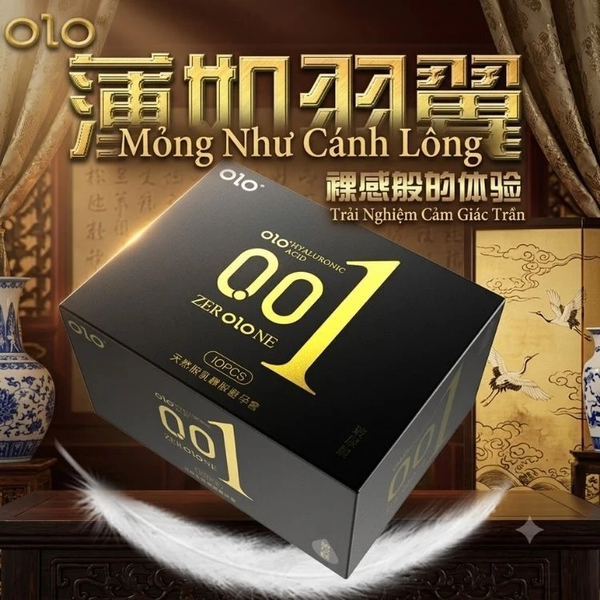 Bao Cao Su OLO Đen 001 Siêu Mỏng 0.01mm Hộp 10 Cái