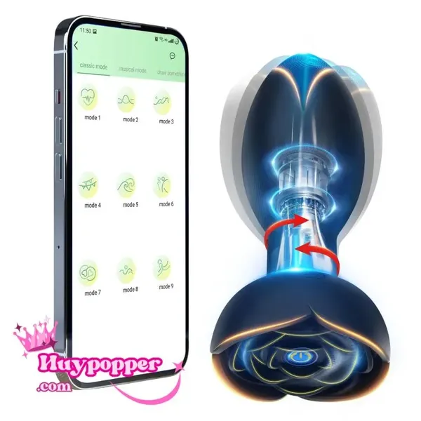 Plug hậu môn rung xoay điều khiển app cho gay
