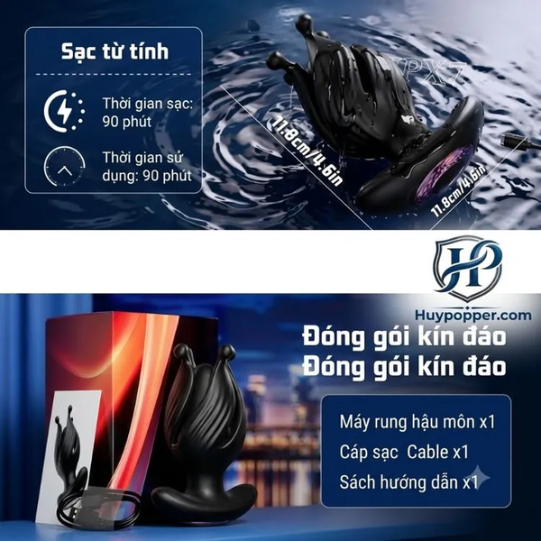 Butt Plug Hậu Môn Triton Cánh Hoa Xoay 360° Kết Nối App