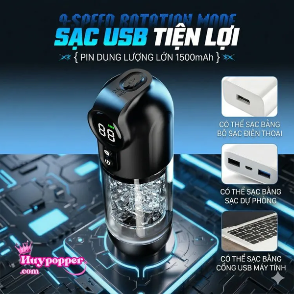 Máy Tự Sướng Tự Động Supa Động Cơ Xoay Hút Có Lưỡi Liếm Chân Thực