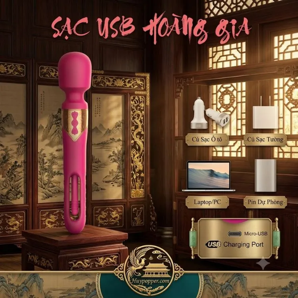 Chày Rung Ellie Kèm Lưỡi Vỗ Điểm G – Máy Kích Thích 2 Đầu Độc Lập Mô Phỏng Ngón Tay Vỗ Liên Tục