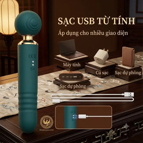 Gậy Rung 2 Đầu Fiorella Cao Cấp – Thiết Bị 3 Trong 1 Vừa Rung Vừa Mút Điểm Nhạy Cảm Kèm Thụt Điểm G