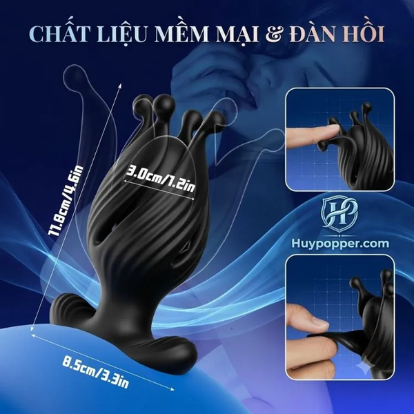 Butt Plug Hậu Môn Triton Cánh Hoa Xoay 360° Kết Nối App