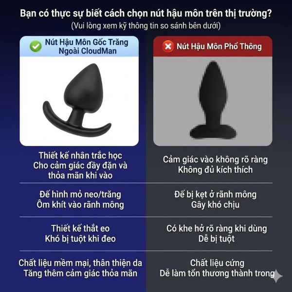 Đồ chơi nông hậu môn an toàn CloudMan Crescent - Thiết kế chân đế neo trăng, đeo cả ngày không sợ rớt