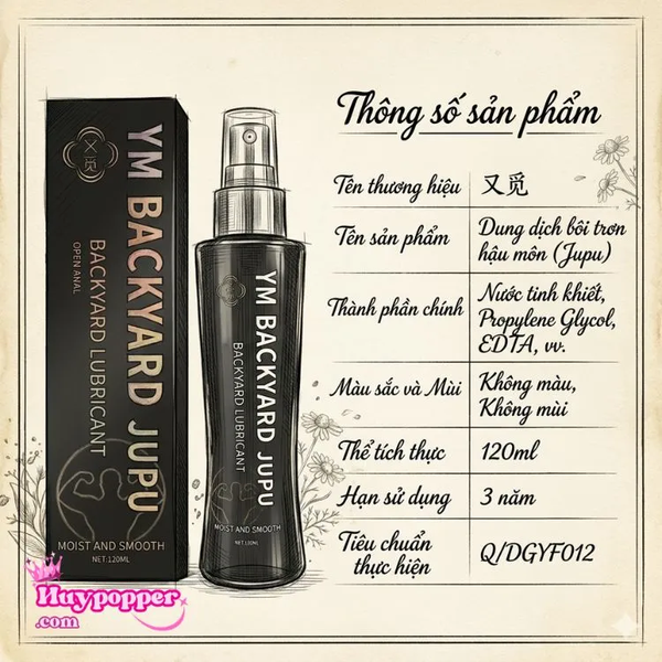 Gel bôi trơn hậu môn giảm đau YM Backyard Jupu 120ml - Giúp dễ thâm nhập và co giãn cơ vòng