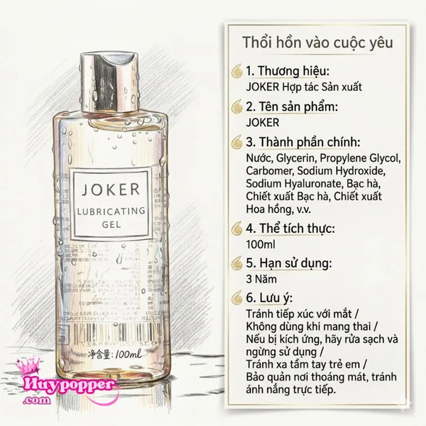 Gel bôi trơn cao cấp JOKER 100ml - Thiết kế nhỏ gọn tiện lợi, chống khô hạn tức th