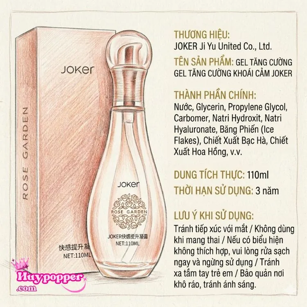 Gel bôi trơn cho da nhạy cảm JOKER Rose Garden - Cân bằng pH vùng kín, dịu nhẹ không kích ứng