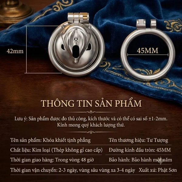 Khóa trinh tiết nam dạng phẳng Lucius tạo hình âm đạo giả nữ độc lạ