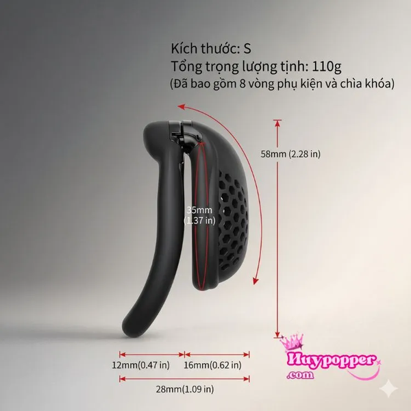 Khóa Trinh Tiết Nam Nano S Dáng Tổ Ong Nhẹ Tàng Hình Ôm Khít