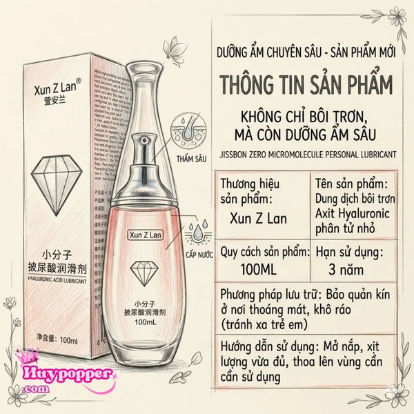 Gel bôi trơn gốc nước lâu khô Xun Z Lan - Sạch sẽ không để lại cặn, an toàn cho nữ