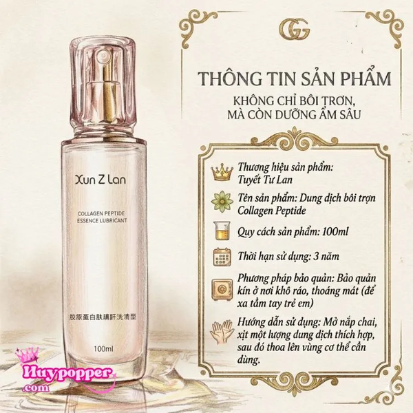 Gel bôi trơn hoàng gia sang trọng Xun Z Lan Collagen - Siêu mướt mát, dễ dàng vệ sinh