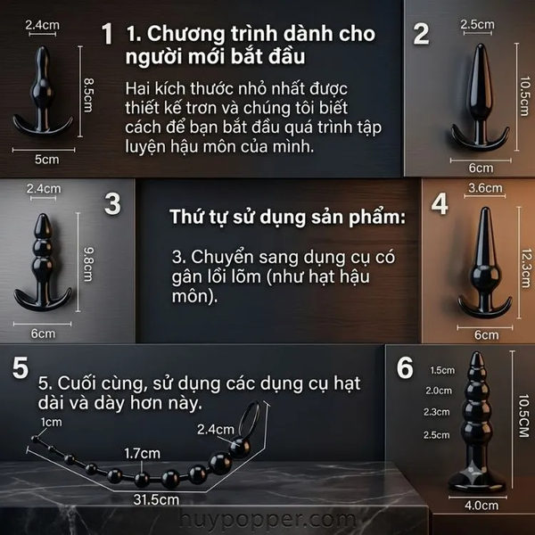 Bộ kit tập anal 6 món Atticus – Set dụng cụ tập mở rộng cơ vòng tiết kiệm