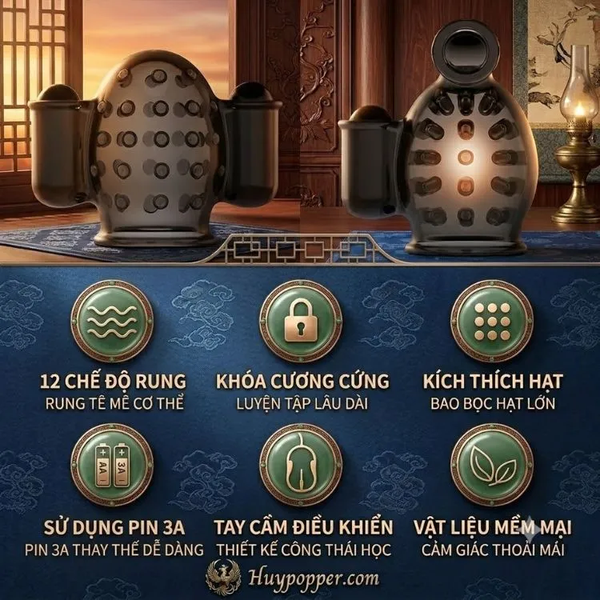Máy Rung Đầu Khấc Evander | Kích Thích Quy Đầu Giảm Nhạy Cảm 12 Chế Độ