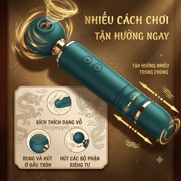 Gậy Rung 2 Đầu Fiorella Cao Cấp – Thiết Bị 3 Trong 1 Vừa Rung Vừa Mút Điểm Nhạy Cảm Kèm Thụt Điểm G