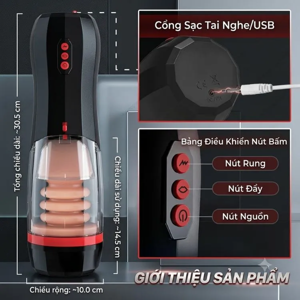 Máy Sục Cường Độ Cao Cho Nam Flaviana | 5 Tốc Độ Dập, Rung Quy Đầu 10 Chế Độ