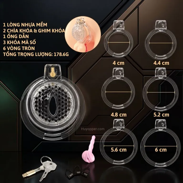 Lồng khóa cu phom dẹt Larva chất liệu silicon trong suốt dẻo dai vô cùng