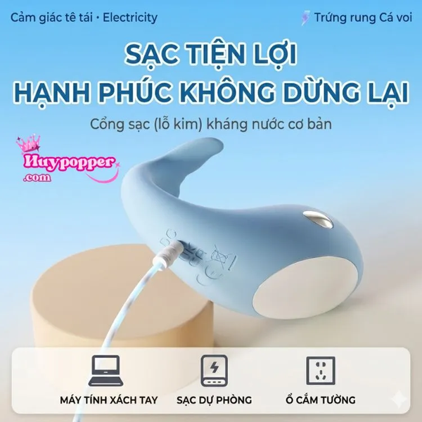 Trứng Rung Cá Voi Sốc Điện 9 Tần Số Điều Khiển App iPhone
