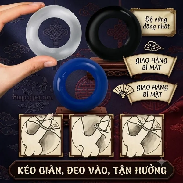 Cockring GK Power Up bộ 3 màu co giãn hỗ trợ cương cứng
