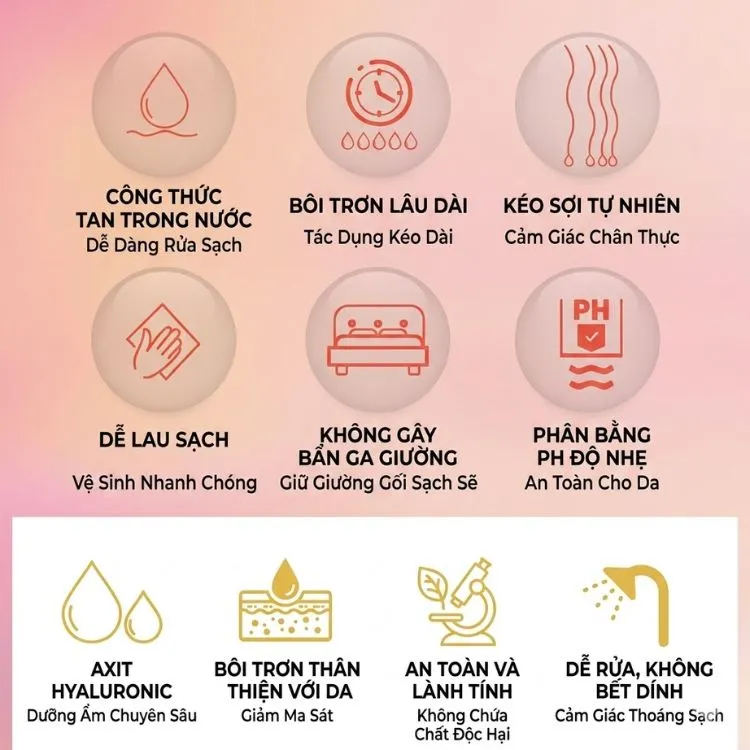 Các tính năng bôi trơn lâu dài, kéo sợi tự nhiên, cân bằng pH vùng kín và không bẩn ga giường của gel JOKER. Các tính năng bôi trơn lâu dài, kéo sợi tự nhiên, cân bằng pH vùng kín và không bẩn ga giường của gel JOKER.