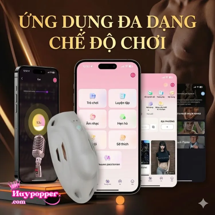 Các chế độ chơi đa dạng trên ứng dụng điều khiển từ xa của máy rung đeo di động nam giới tối ưu hóa hoàn hảo trên App Store cho iOS. Các chế độ chơi đa dạng trên ứng dụng điều khiển từ xa của máy rung đeo di động nam giới tối ưu hóa hoàn hảo trên App Store cho iOS.