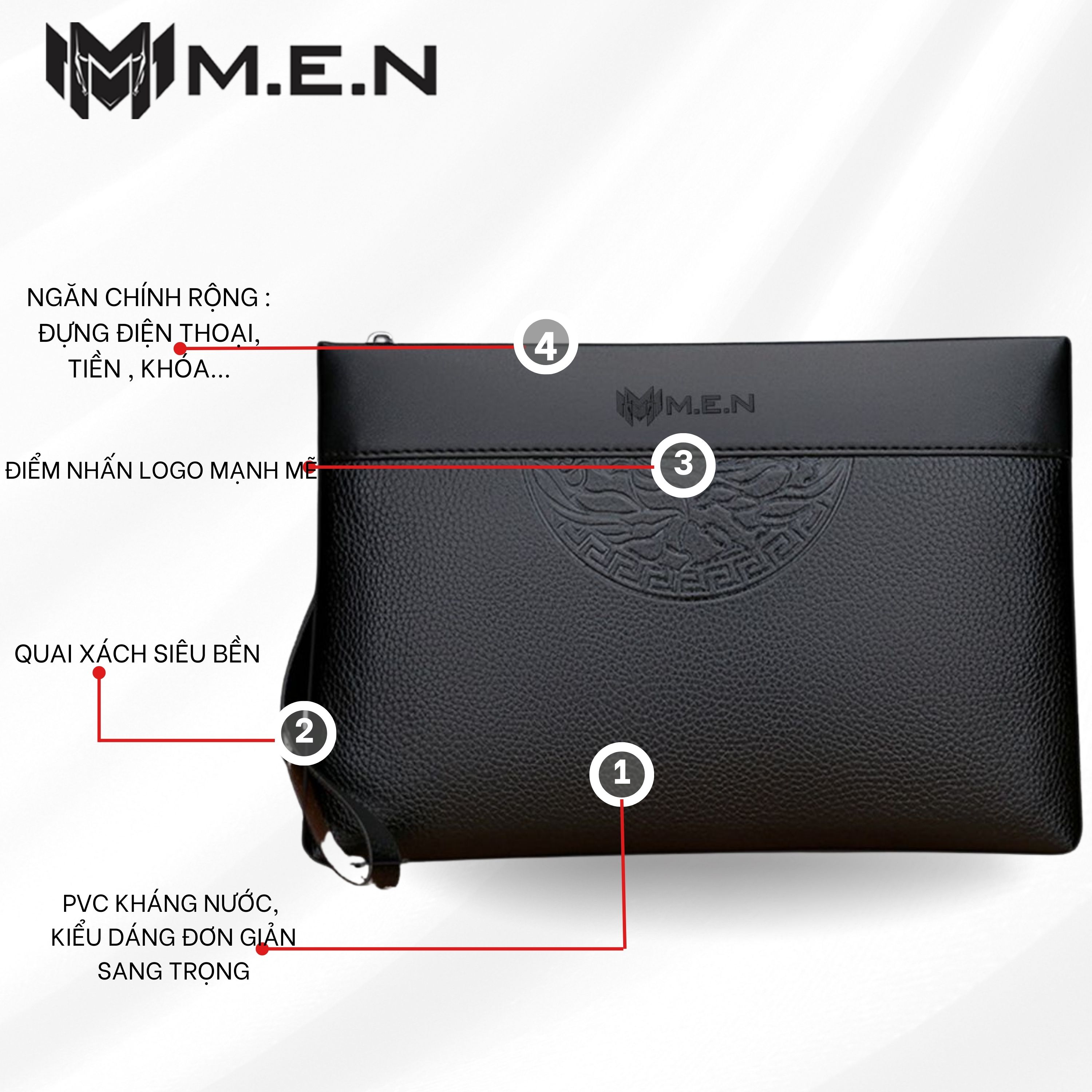 Ví cầm tay nam da cao cấp dạng hộp bảng lớn vân tròn KR09 Shalla