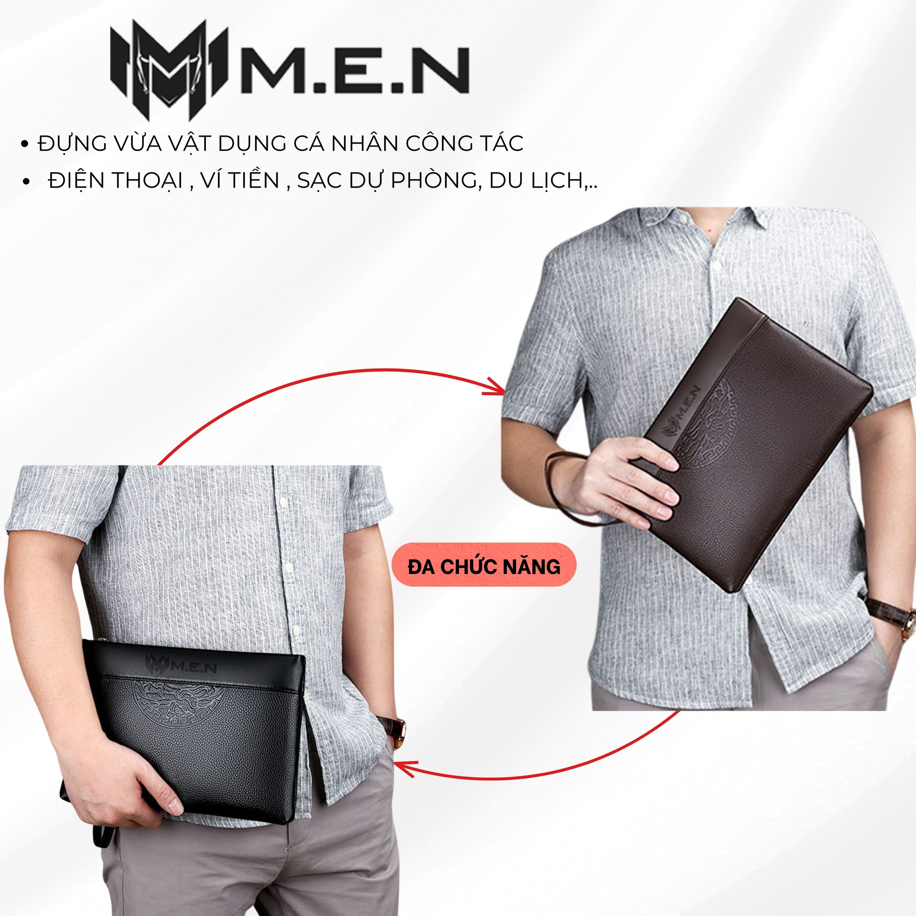 Ví cầm tay nam da cao cấp dạng hộp bảng lớn vân tròn KR09 Shalla