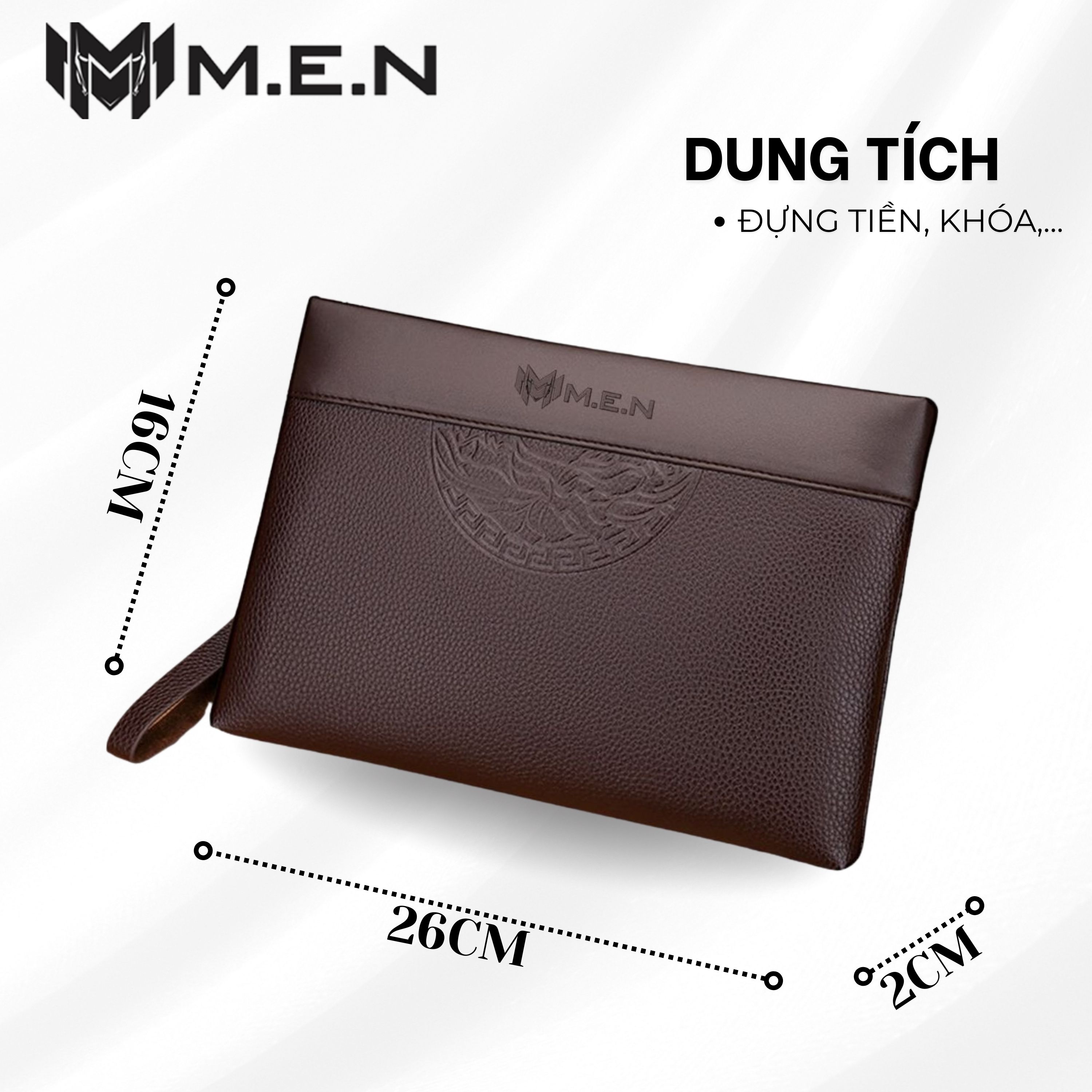 Ví cầm tay nam da cao cấp dạng hộp bảng lớn vân tròn KR09 Shalla