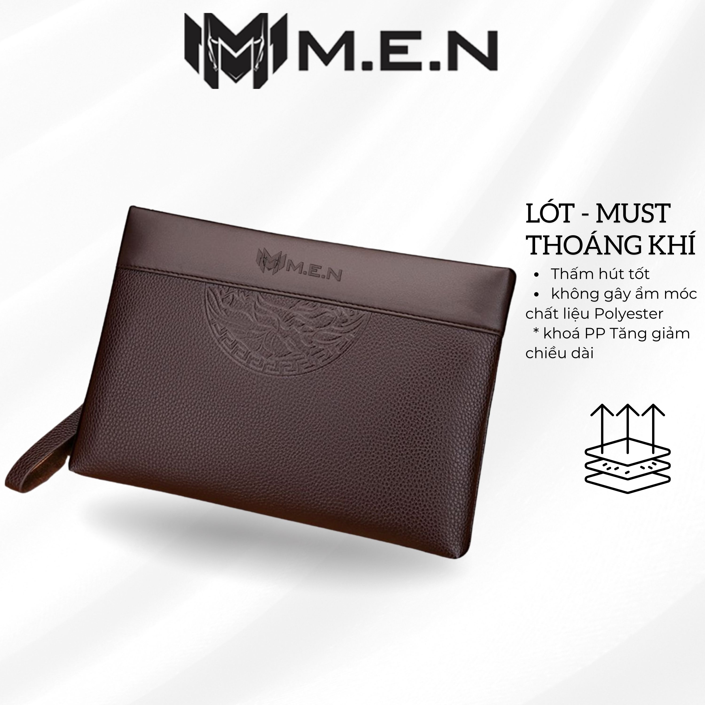 Ví cầm tay nam da cao cấp dạng hộp bảng lớn vân tròn KR09 Shalla