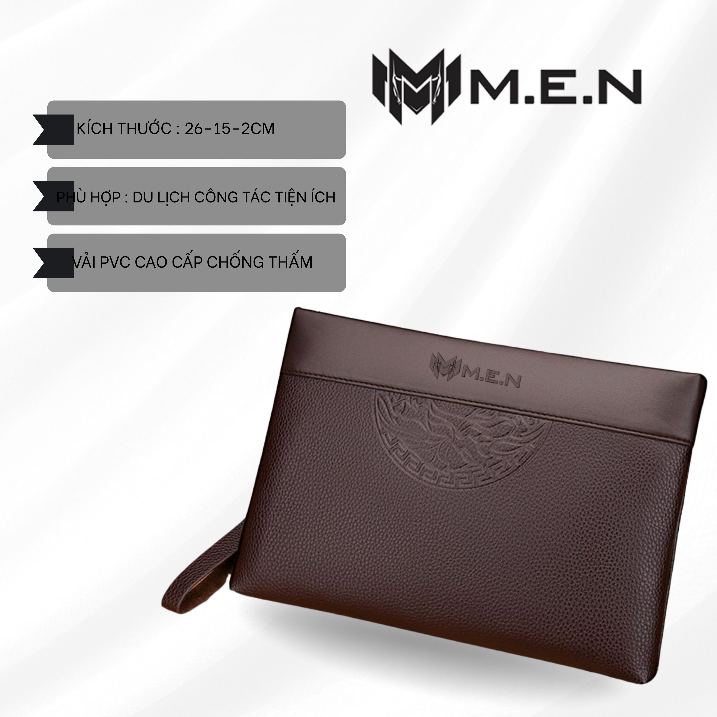 Ví cầm tay nam da cao cấp dạng hộp bảng lớn vân tròn KR09 Shalla