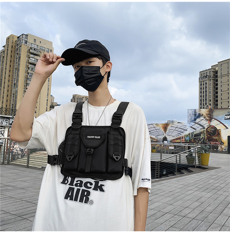 Túi đeo chéo Xu hướng Hồng Kông phong cách nam và nữ túi vest đa chức năng túi đeo ngực hip-hop túi dụng cụ HÀNG NHẬP KHẨU SIÊU CẤP