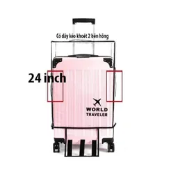 trùm bọc vali nhựa 24 inch trong suốt có dây kéo các khe mới hiện đại hơn