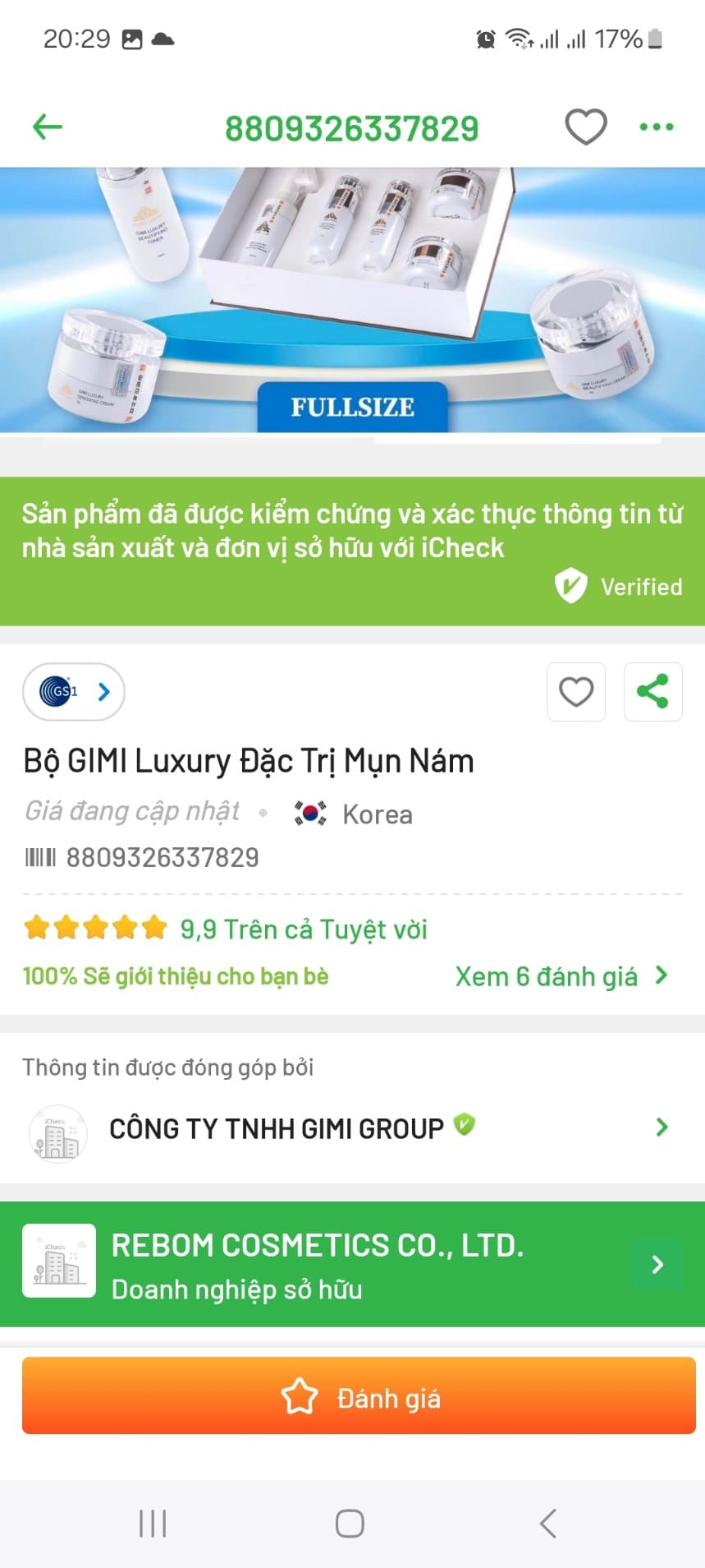 icheck sản phẩm gimi luxury trị nám