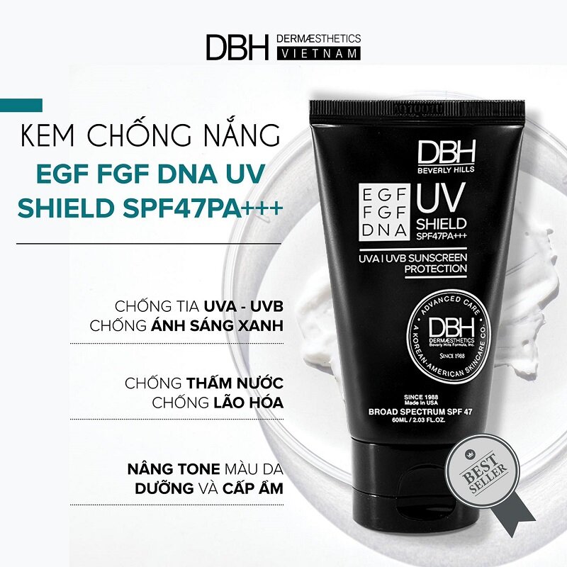 Kem chống nắng DBH EGF UV Shield SPF47+ PA+++ mẫu mới 2023