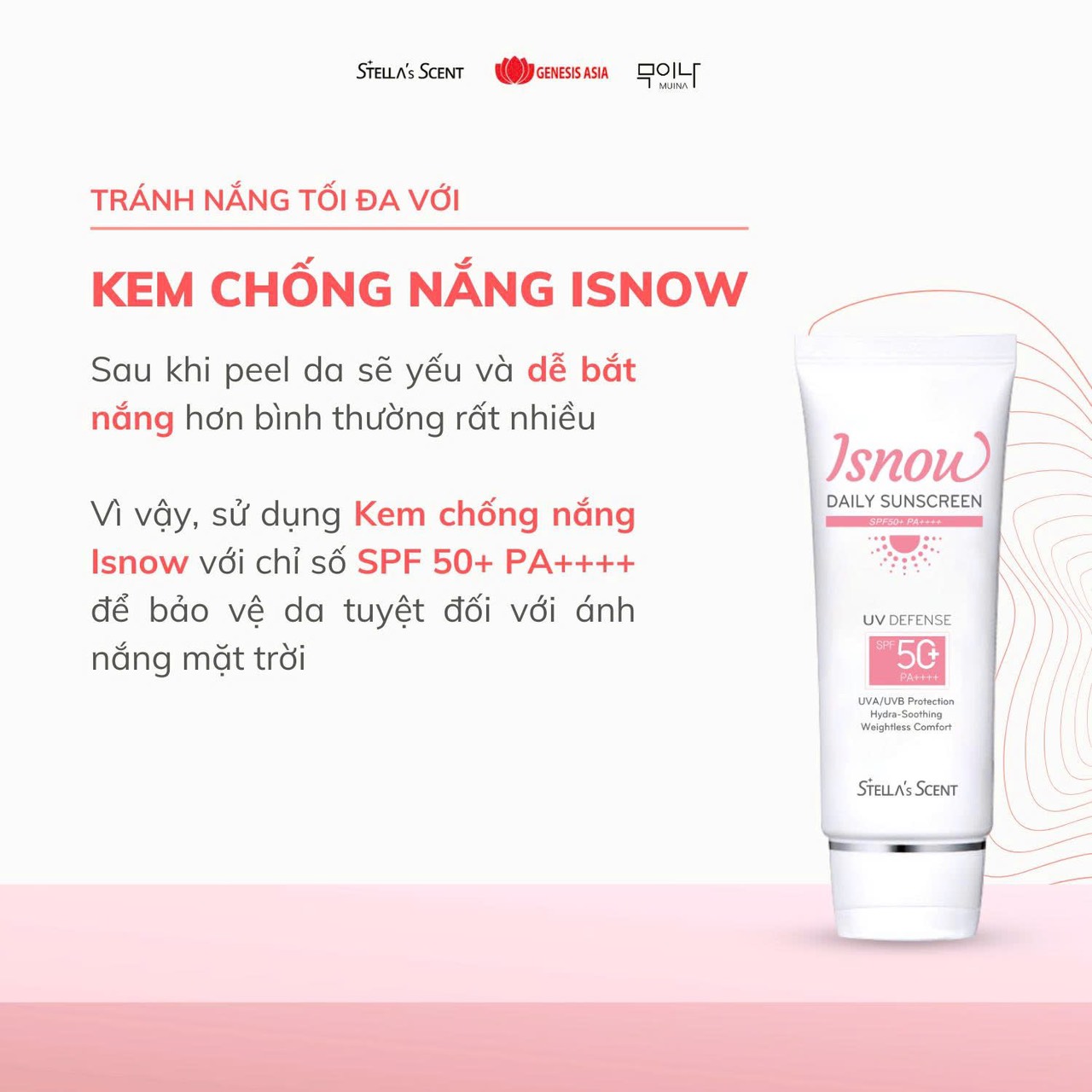 kem chống nắng kiềm dầu nâng tone Isnow Stella's Scent