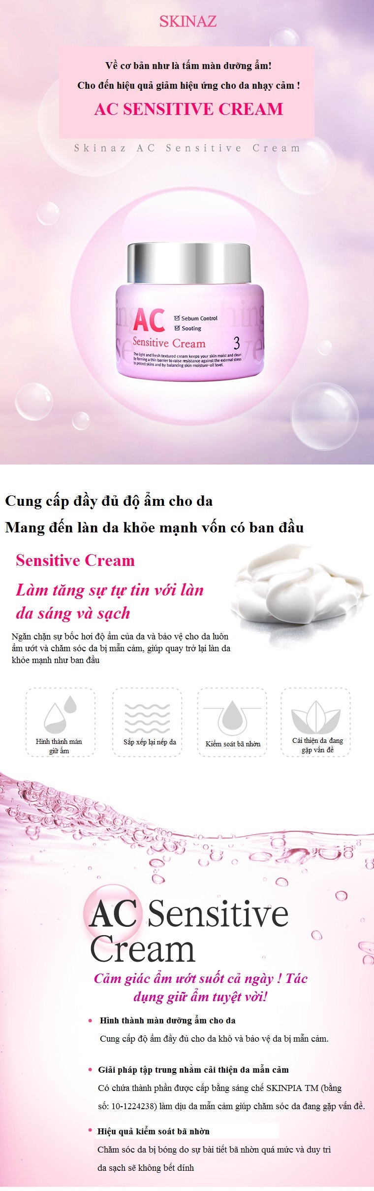 kem duong da ac skinaz sensitive