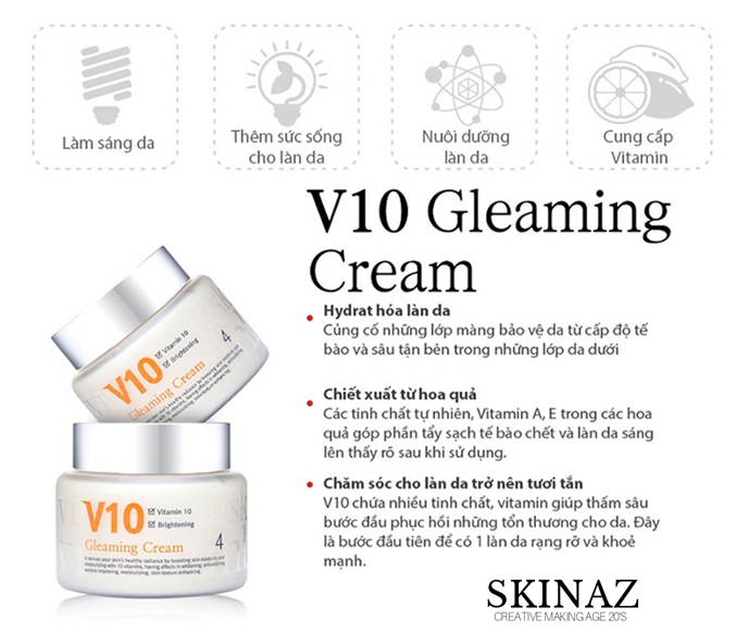 kem duong trang da v10 skinaz 2