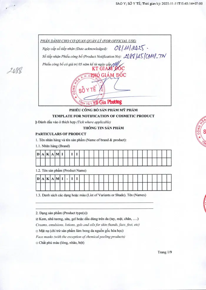 phieu cong bo kem dakami ii