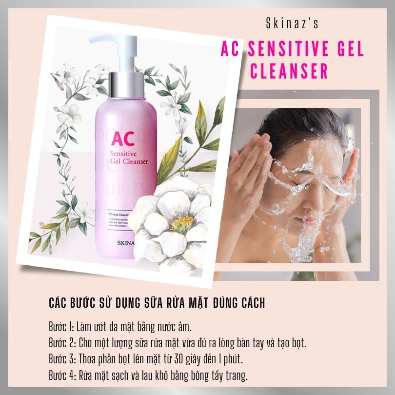Sữa rửa mặt Skinaz AC Sensitive Gel Cleanser 180ml Công dụng : Cân bằng pH trên da, làm sạch da, ngăn ngừa mụn phát sinh - Giá bán 760,000₫