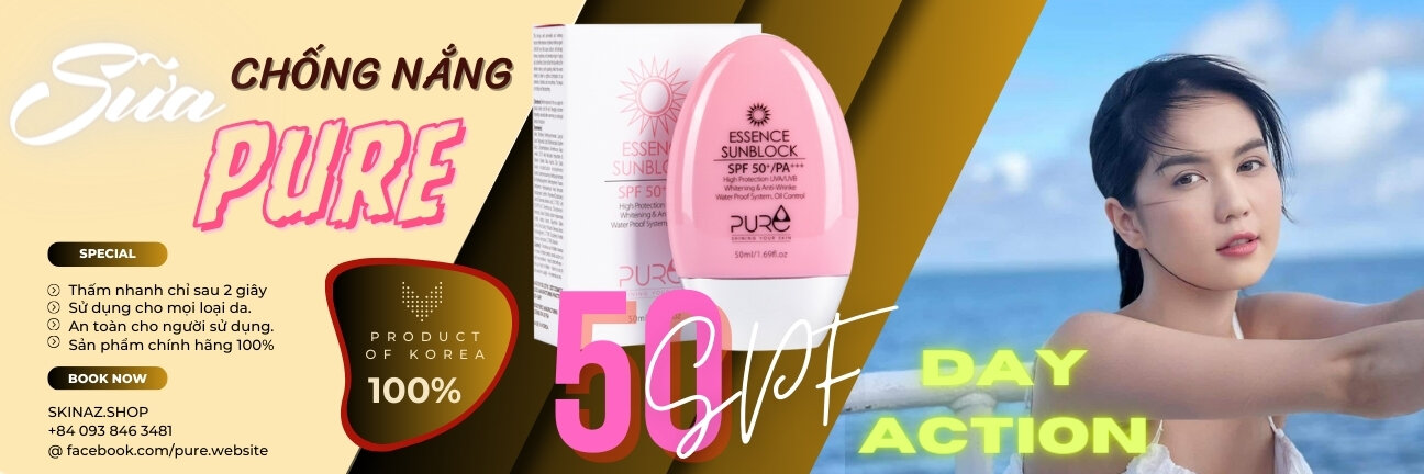 Sữa Chống Nắng Pure Essence Sunblock cấu tạo dạng sữa, và tinh chất Oil Free, thấm vào da chỉ sau 2 giây,bảo vệ da khỏi những tia cực tìm UVA và UVB, thích hợp với mọi loại da nhất là người có da nhờn, da dầu mụn.