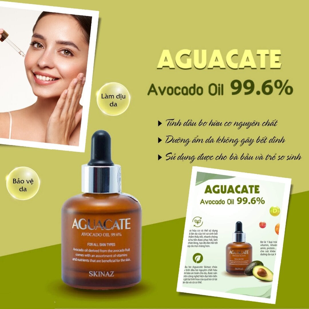 Tinh chất bơ Skinaz Aguacate Avocado Oil 99,6% mẫu mới 2023