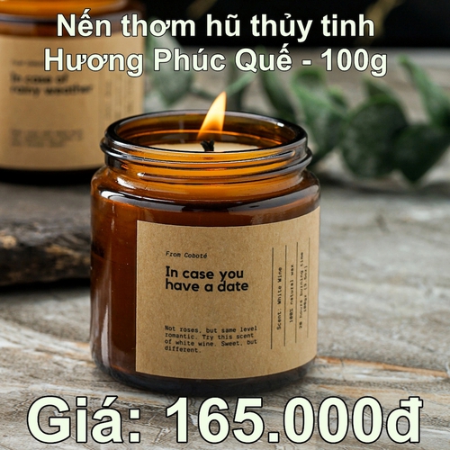 Nến Thơm Hũ Thủy Tinh Hương Phúc Quế – Coboté – 100g