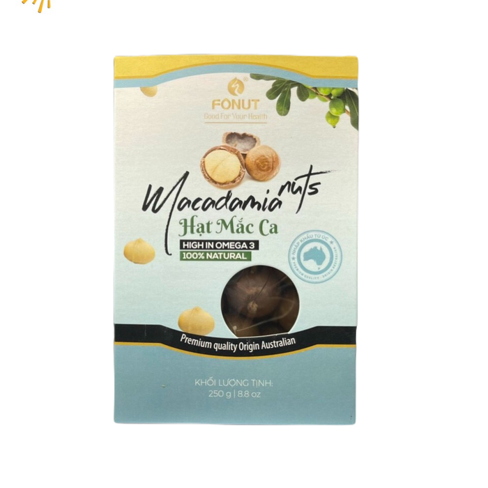 HỘP QUÀ TẶNG HẠT MACCA ÚC (NỨT VỎ) - Hộp Giấy 250G