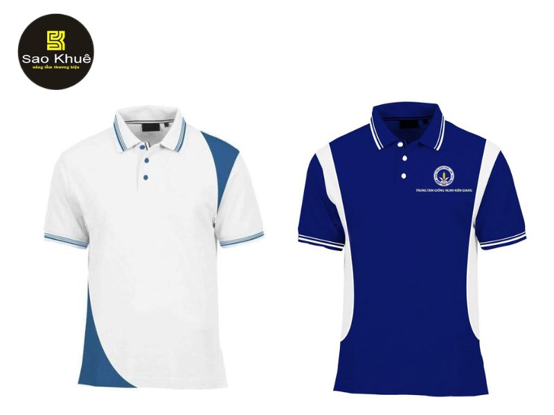 Áo thun đồng phục phối màu cổ tim