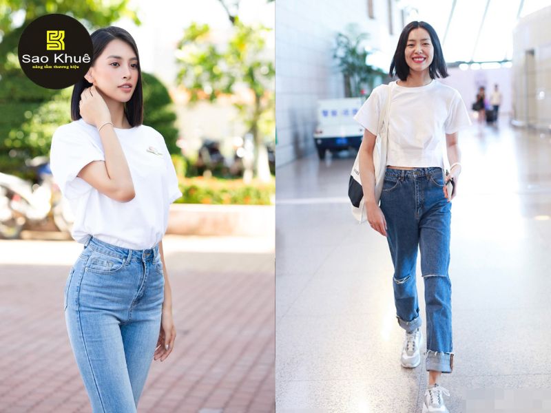 phối đồ với áo thun trơn