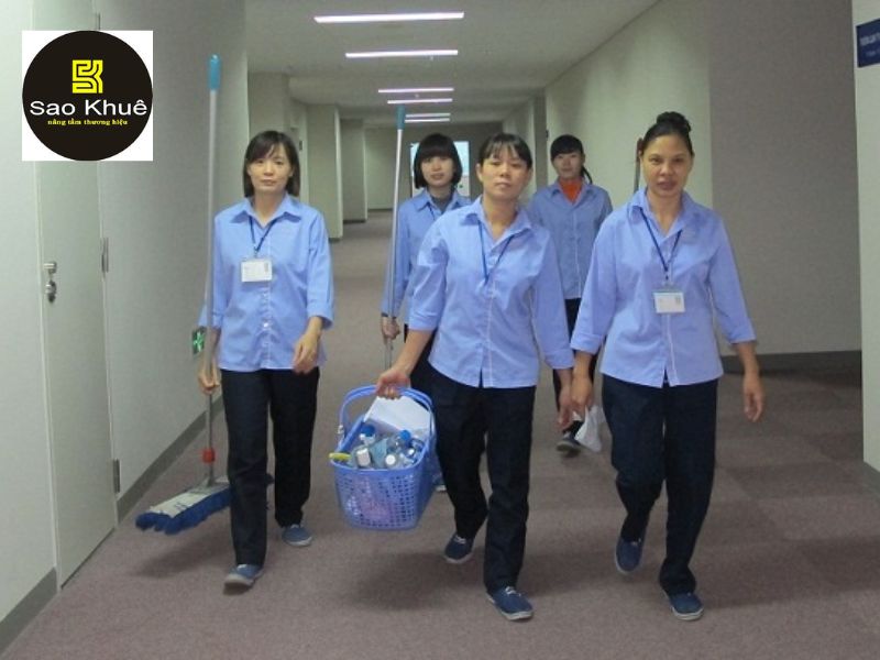 may đồng phục tạp vụ